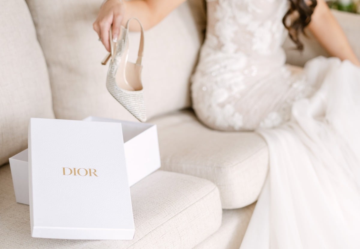 Dior wedding heels shoe box