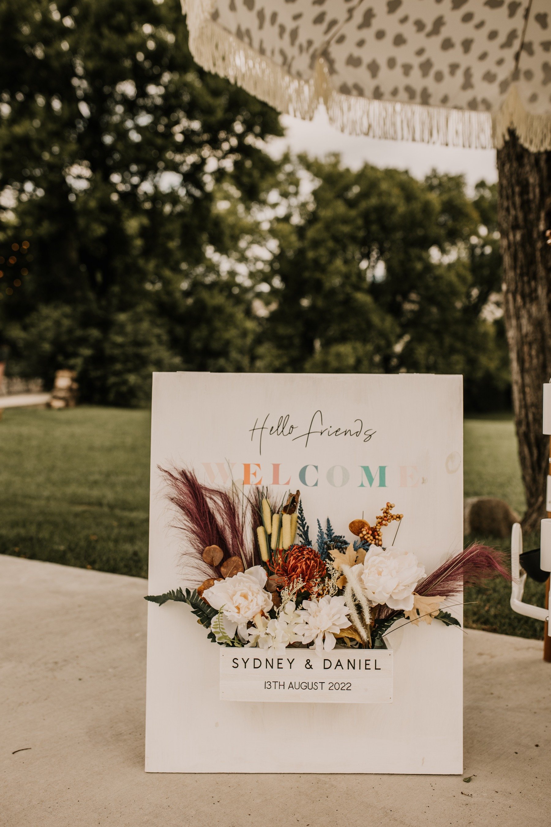 floral wedding welcome sign